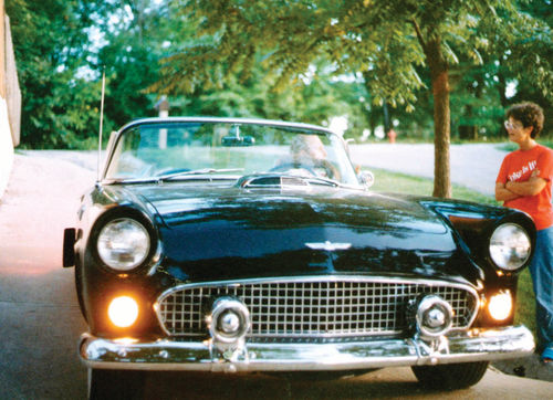 The author’s dad shows off his newly-acquired 1956 Thunderbird…without budging from the driver’s seat.