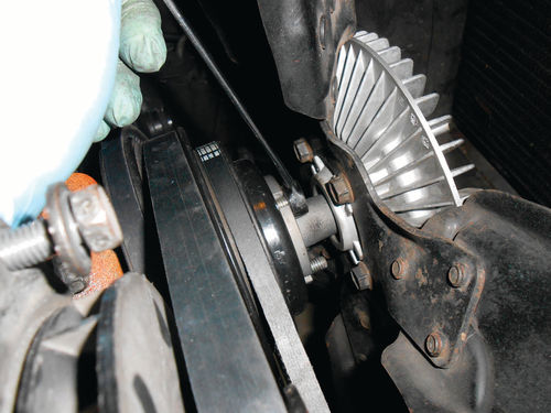 A ½” wrench is all that’s needed to remove the fan blade.