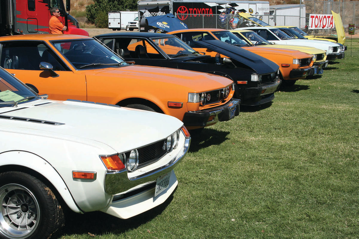 classic toyota sports cars lined up