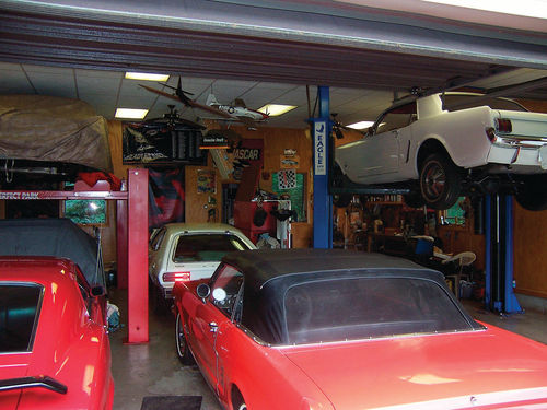 Paul Messier has a two- and a four-post lift in his garage. He uses his four-post lift mainly for storage while his two-post unit is where he does much of his automotive work.