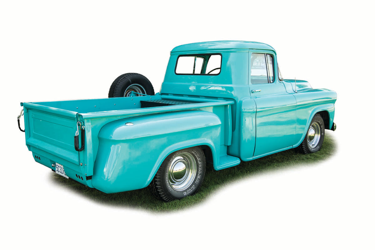 The truck’s lowered stance reflects Jim’s younger days as a Southern California hot-rodder. He started working on cars and trucks in the ’50s.