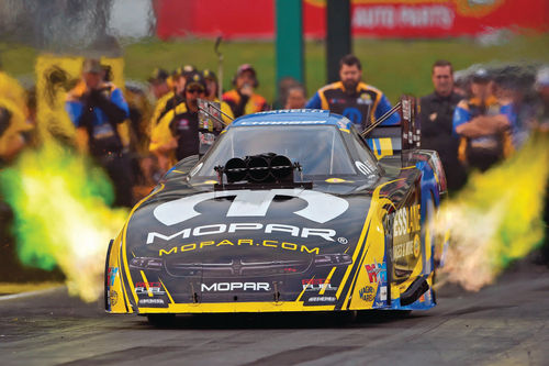 Mopar-sponsored vehicles such as this Dodge have captured four NHRA Funny Car championships in the last six years.
