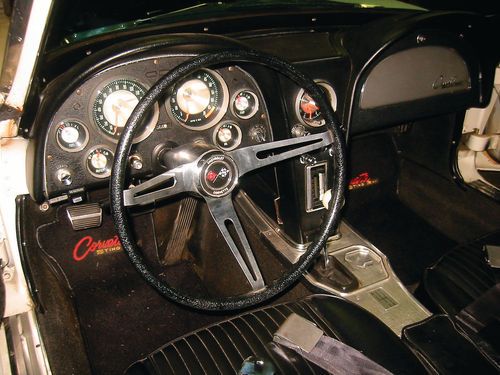 The 1963 split-window Corvette’s interior shows that it’s still a driver.