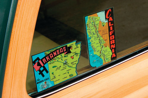 In the 1950s and ’60s it was not uncommon for people to place decals in their car’s windows as proof of the places they’d visited with their ride.