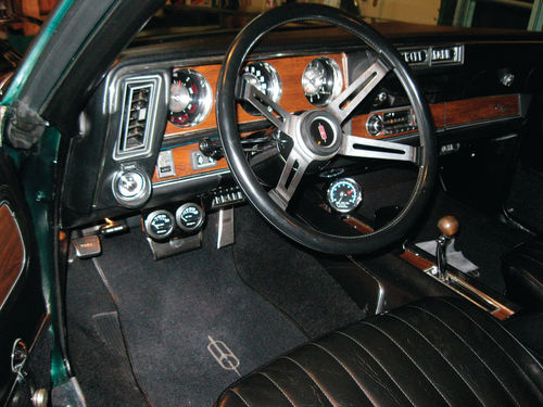 The interior of the Cutlass with the newly installed tilt steering column.