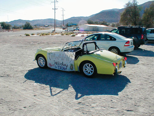 The movie star car “on location” in the desert community.