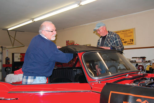 Getting the vinyl top into just the right position takes many trial fits and lots of patience. You can’t rush a convertible top install.