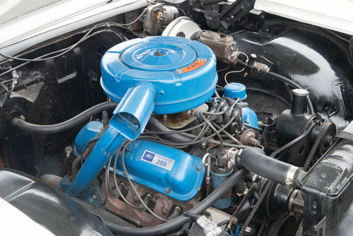 There’s plenty of room for the 289 under the feature car’s hood, so the engine compartment would have seemed almost empty if the base 240-cubic-inch Big Six were in there.