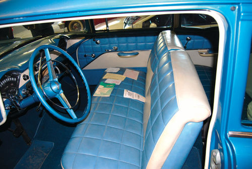 You can buy Tri-Five Chevy upholstery kits like this ’55 Chevy interior (above), from any number of Chevy parts suppliers.