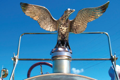 Old photos reveal that the Luverne Thirty has carried its non-original flying eagle hood ornament for at least 50 years.