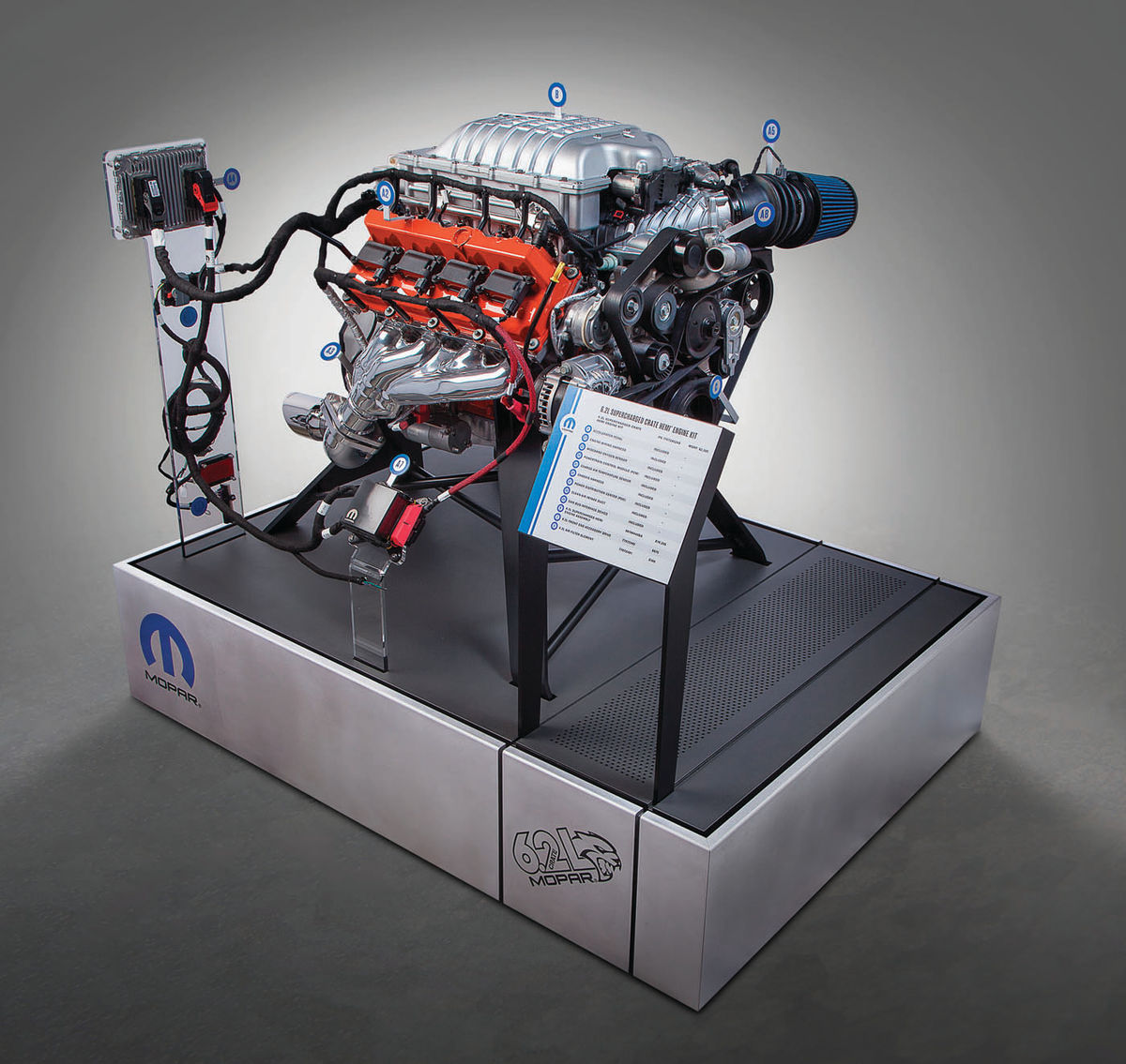 Mopar’s 6.2- liter super- charged crate charged crate Hemi engine