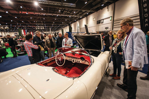 It may be a British car show, but Detroit iron, such as this first-generation Corvette, still draws the admirers.