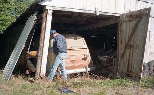 We decided to remove the left-hand swinging door to give us enough daylight to work inside the shed.