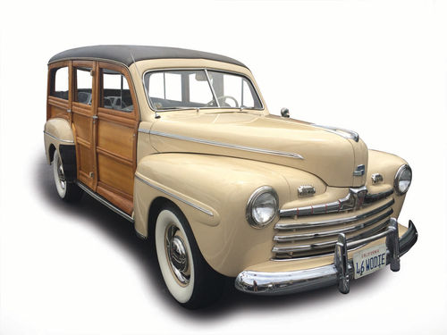 The gorgeous 1946 Woodie spotted in the grocery store parking lot in the Costa Mesa/Newport Beach area.