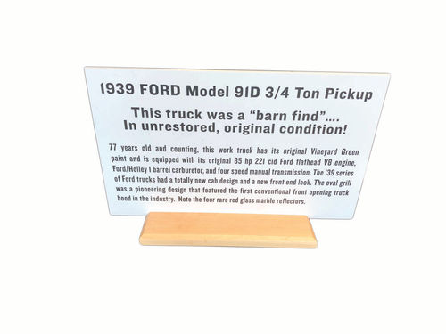 a sign propped up against the truck highlights some of its history for customers of Duluth Trading Co. to read.