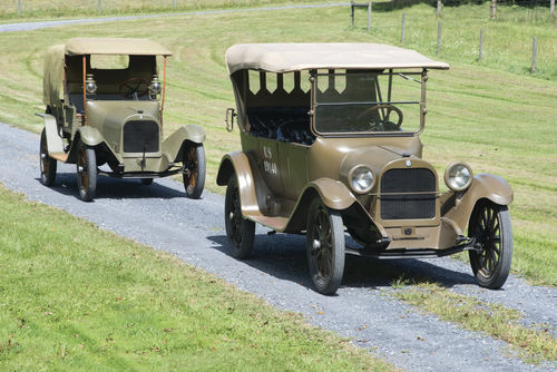 World War I-era vehicles from any manufacturer are uncommon. While neither the staff car nor the light repair truck shown here served in Europe, both are genuine U.S. Army vehicles.