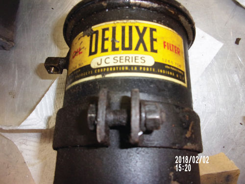 This canister oil filter is from a ’53 Dodge truck. Be certain to check the oil delivery lines on this type of unit.