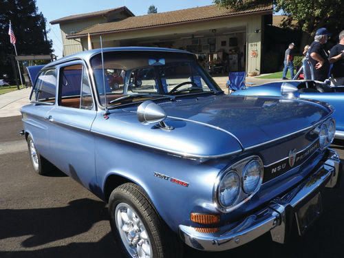 There’s a definite resemblance between the Prinz 1000 and Chevy’s Corvair. Those fender-mounted mirrors would take some adjustment on the part of the driver. The car’s front compartment looks comfortable... ...but the rear might be a bit cramped.