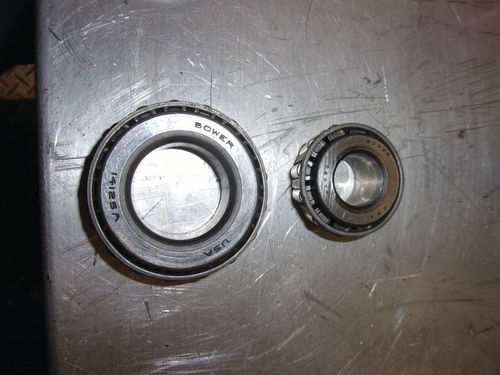 Numbers on front inner and outer bearings can be matched or cross referenced to locate bearings that will work in the same application. Replacements may not be identical.