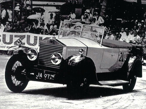 Here the Rolls is seen in action decades ago, racing in Malaysia.