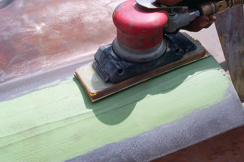 Apply plastic about 1 ⁄8” thick and then sand it flat with a sanding block.