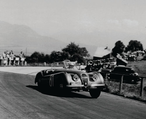 The 1950 XK120 Alloy nearly seven decades ago in competition.