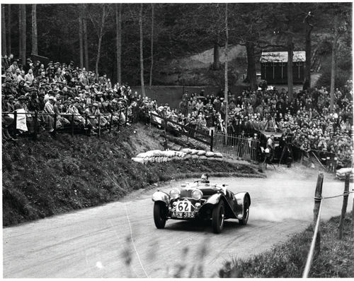 The 1935 Jaguar SS 90 Prototype on the track when it was new and the 1937 SS 100 2.2-litre in an earlier day.