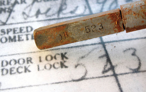 As indicated on its handwritten build record from May 18, 1929, my Dodge was equipped at the factory with No. 523 exterior locks. It still has them.