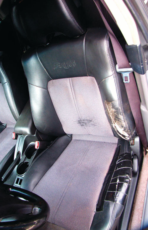 Here’s the original driver’s seat showing bolster wear along with the replacement seats after they were refurbished.