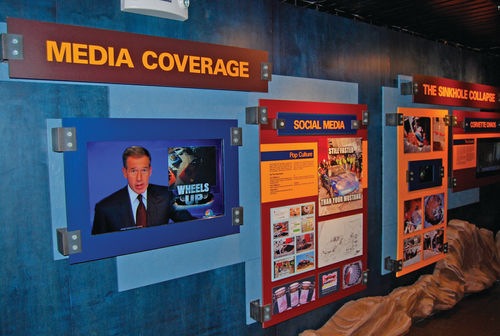 The sinkhole generated traditional media coverage and social media exposure. The popular sinkhole exhibit also shows what the underground cave is like.