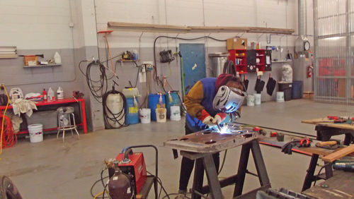 Hard at work with a welding project.