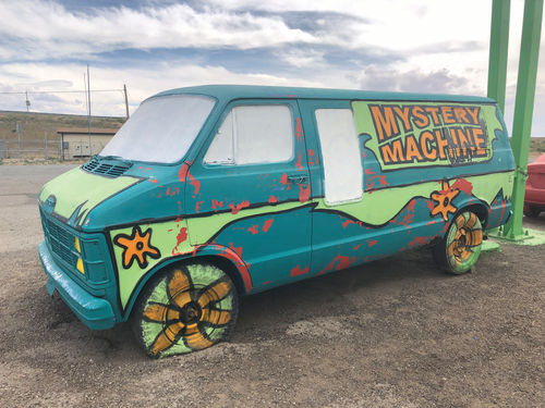 A very groovy van painted to look like the Mystery Machine.