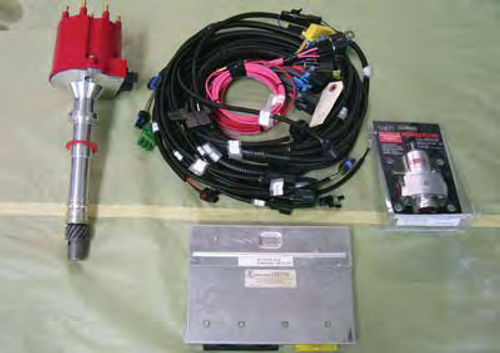 ECM (Electronic Control Module), distributor, wiring harness, fuel pressure regulator and various sensors.