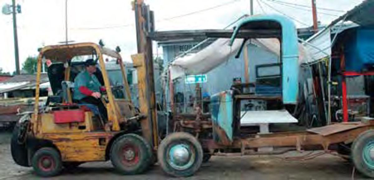 Damaged paddy wagon cab