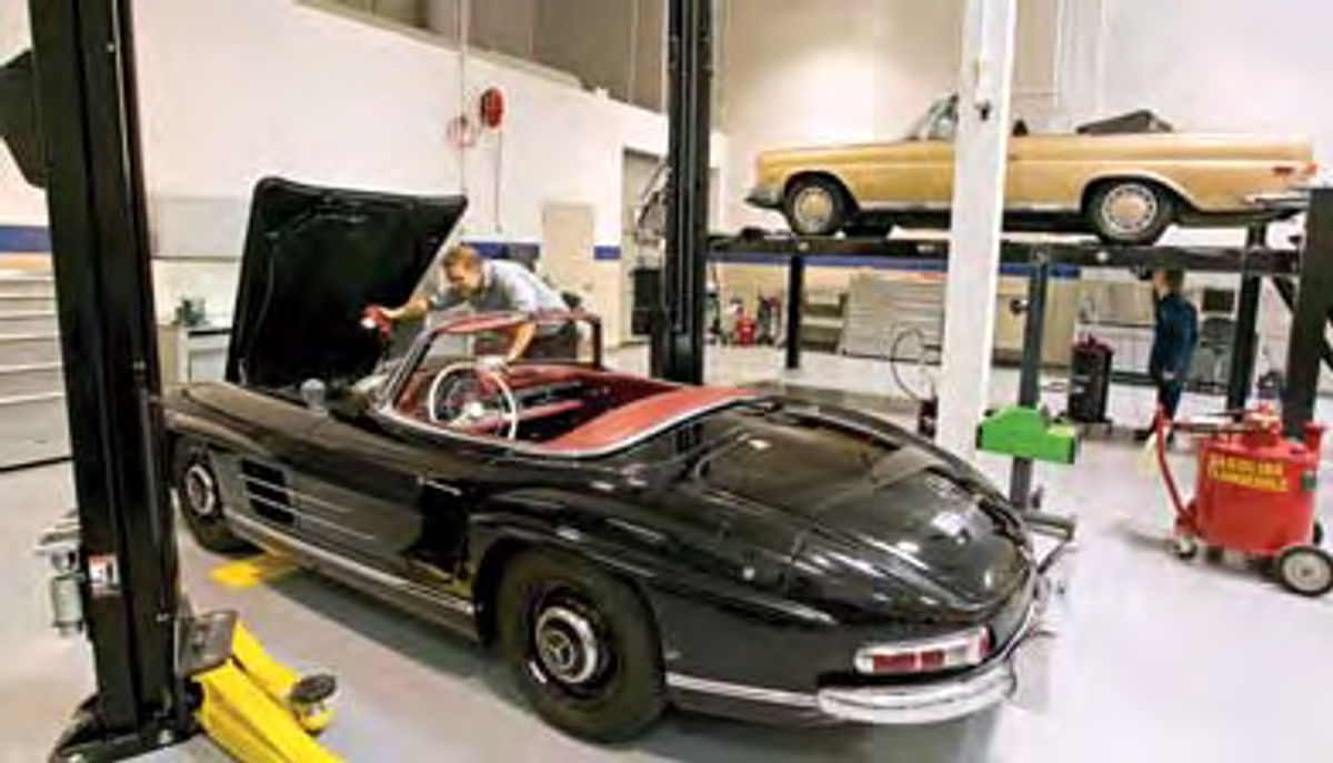 Vintage Mercedes being worked on