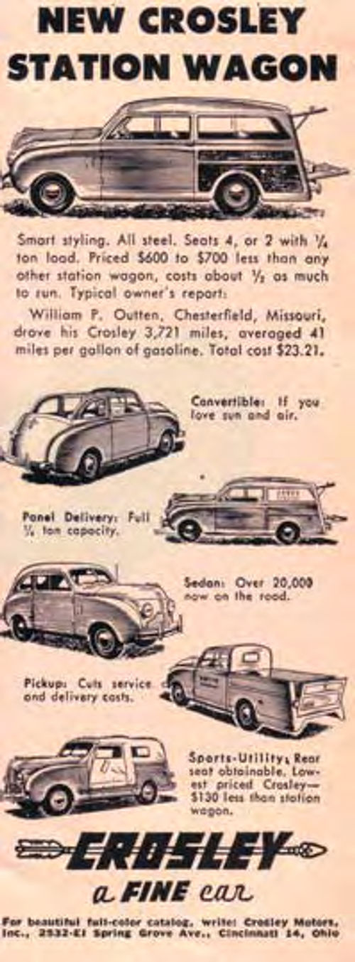 This Crosley advertisement shows six models,