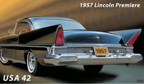 The ’57 Lincoln was in the process of being sold when it modeled for this stamp.