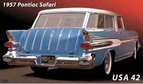 A renewed interest in vintage station wagons may have landed this Pontiac on one of the stamps.