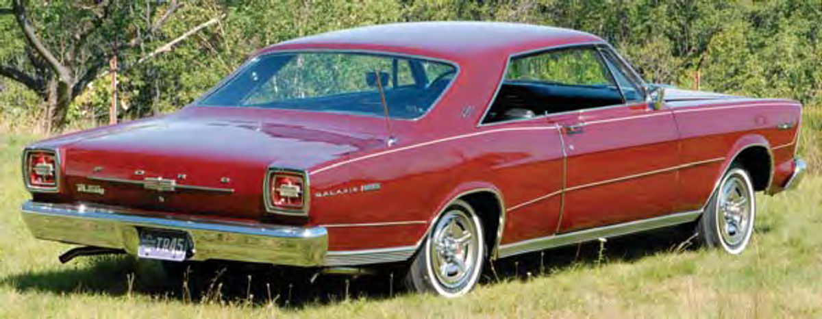 A rear view of the coupe shows major changes from Fords of just a few years earlier.