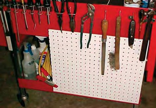 Photo 5. If you add pegboard to your cart, be sure to brace it from behind so it doesn’t sag.