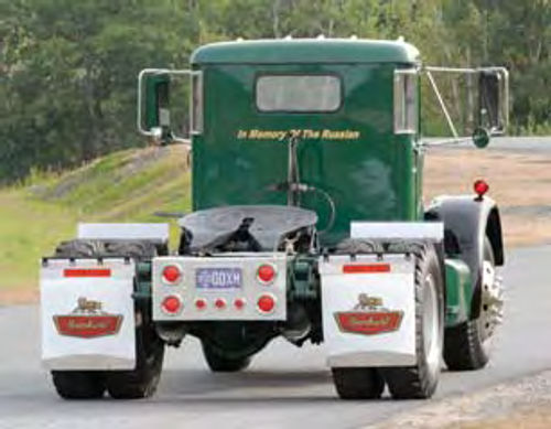 The owners’ father got them involved in trucking, so the Brockway acknowledges him with a reference to his CB handle across the back of its cab.