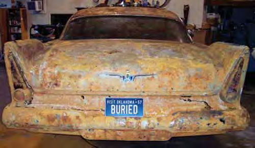 The 1957 Belvedere as it appeared shortly after it was removed from the Tulsa time capsule