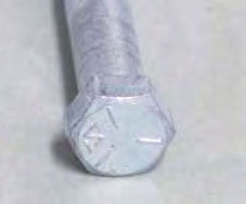 Photo 3. This Grade 5 bolt is clearly marked with three radial lines on the head.