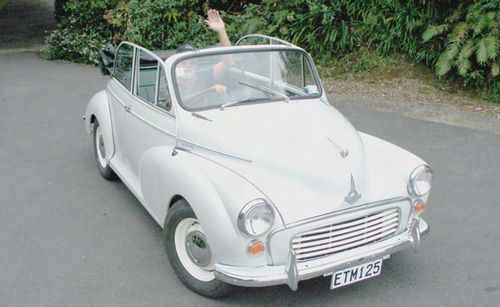 The author heading off for a drive in his Morris. The convertible makes for fun driving in the country, provided you aren’t in a hurry.