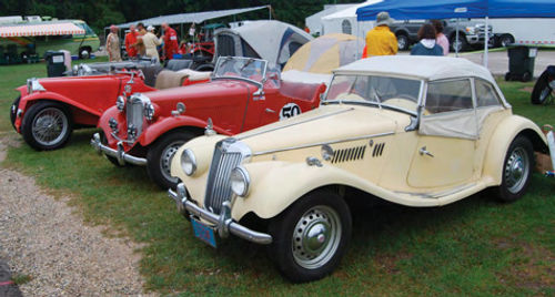 Here’s the yellow TF with two of its friends—a TD and a TC—at the Elkhart Lake Vintage Festival in September 2010. The car travels a lot.