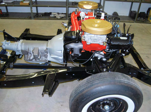 This 1960 Chrysler 300F sub frame is representative of the semi-monocoque type of automobile construction that combined a unit body with a front subframe.