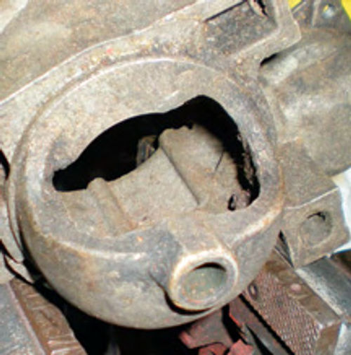 Photo 4. This shows another GM housing, similar to the one featured in the article, but with this one the bushing is open at both ends. The bottoming-out method obviously can’t be used here.