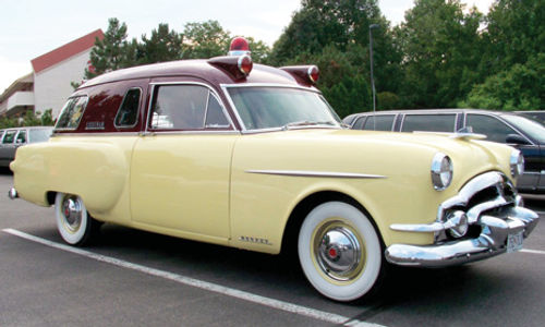 This recently-restored 1953 Henney Junior, built on a Packard chassis with some easily recognizable Packard sheet metal and trim, originally was part of an all-blue U.S. Air Force fleet.