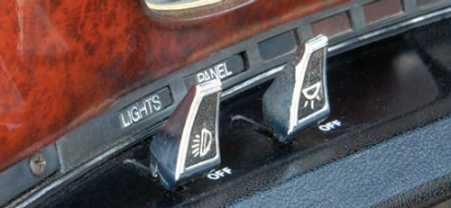 Part of the appeal with many AMC cars is the novel, such as these unusual light switches.