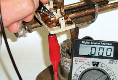 Photo 26. A good pre assembly test is to use an ohmmeter to verify that each contact is working.